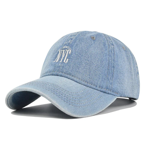 NYC Embroidered Denim Snapback Cap