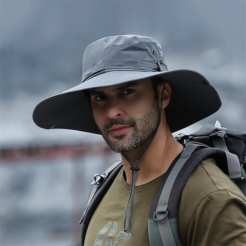 Breathable Mesh Wide Brim Bucket Hat