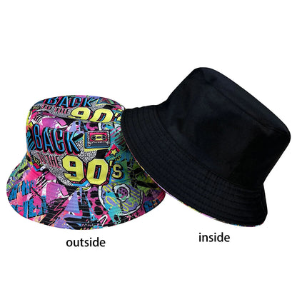 Abstract Graffiti Reversible Foldable Colorful Bucket Hat
