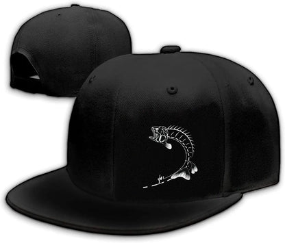 Fish Skeleton Bass Angler Graphic Snapback Cap