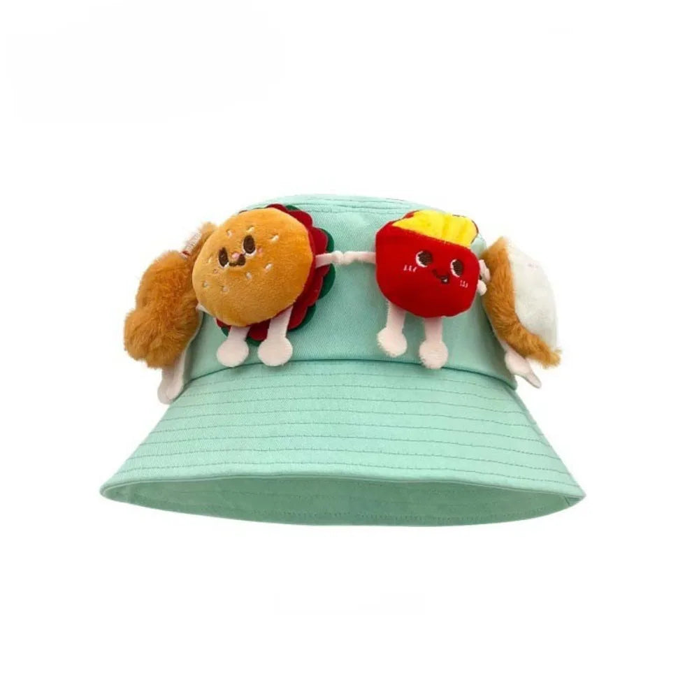French Fries Hamburger Cartoon Sunshade Bucket Hat