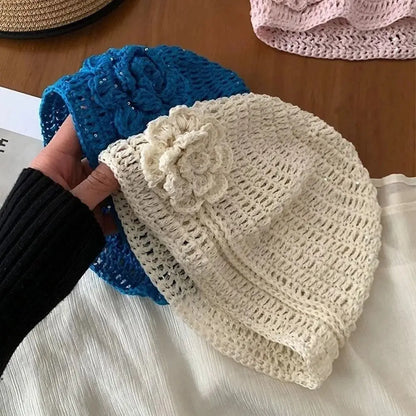 Y2k Flower Handwoven Hollow Sequin Crochet Bucket Hat