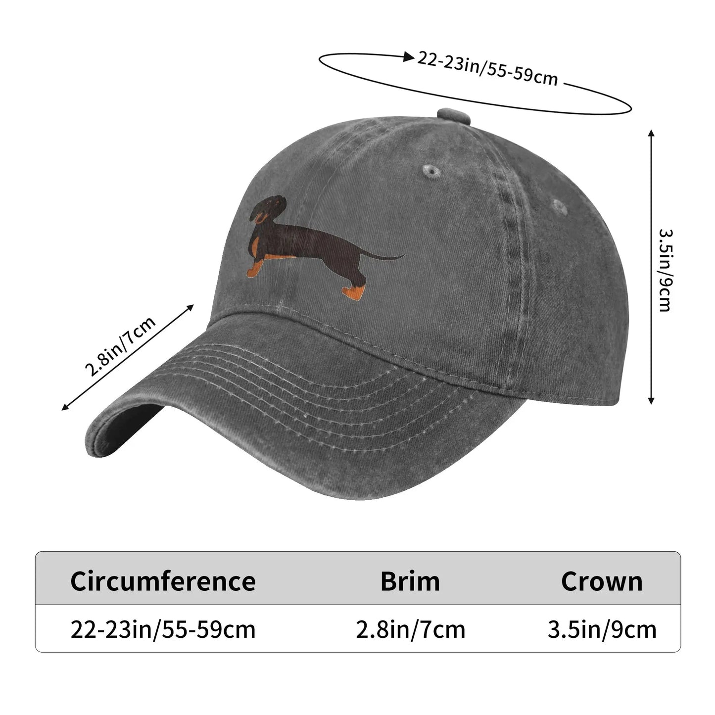 Dachshund Pattern Art Denim Adjustable Baseball Cap