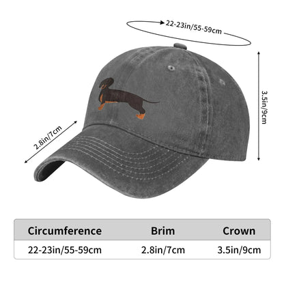 Dachshund Pattern Art Denim Adjustable Baseball Cap