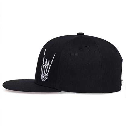Unisex Skeleton Hand Embroidered Hip Hop Snapback Cap