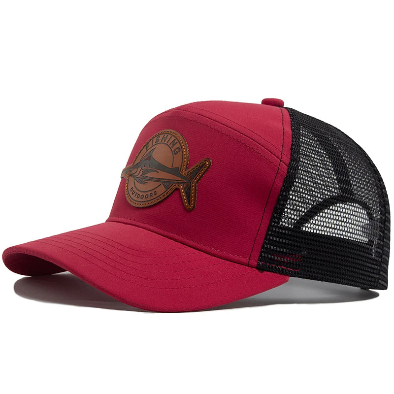 Shark Leather Trucker Mesh Baseball Cap