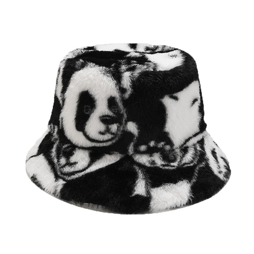 Panda Faux Fur Bucket Hat