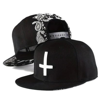 Flat Cross Embroidery Unisex Snapback Cap