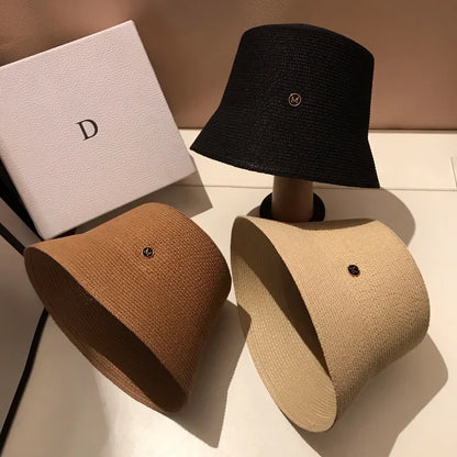 Japanese Designer Straw Weaving Bucket Hat