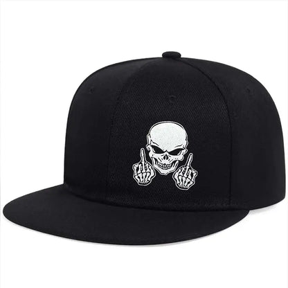 Skeleton Finger Embroidery Hip Hop Snapback Cap