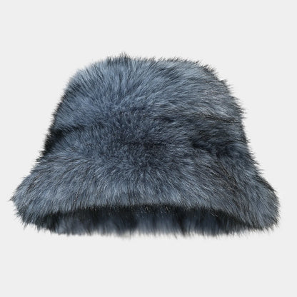 Two Tone Fluffy Long Hair Bucket Hat