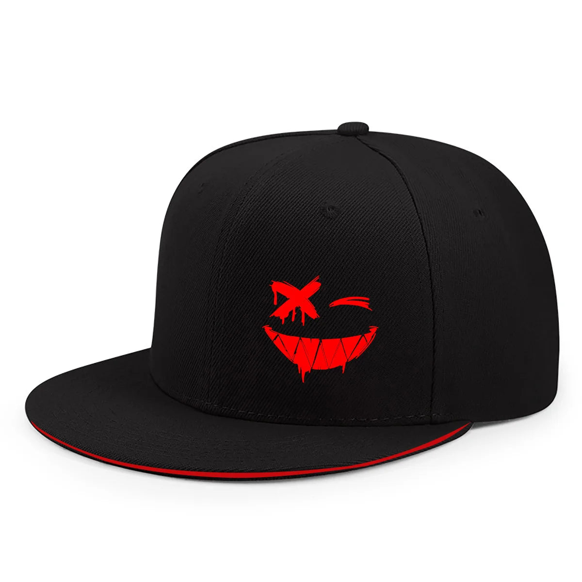 Red XX Smiling Face Snapback Cap Streetwear
