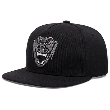 Creative Animal Embroidery Flat Edge Snapback Cap