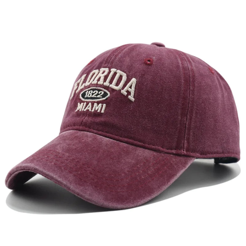 Vintage Washed Florida Embroidery Baseball Cap