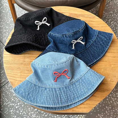 Women’s Bow Harajuku Denim Bucket Hat