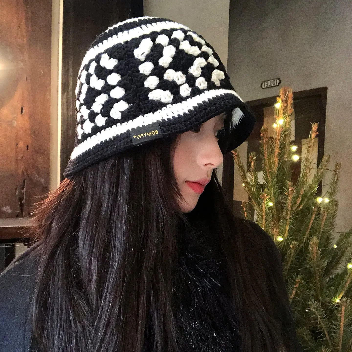 Korean Oversized Thermal Knit Winter Bucket Hat