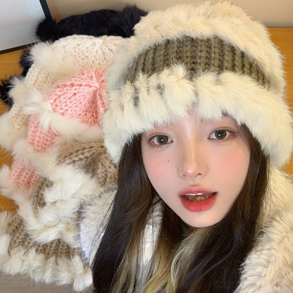 Faux Mink Plush Winter Korean Bucket Hat