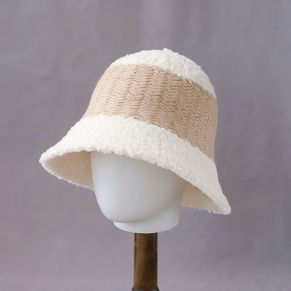 Women's Spliced Color Wool Knitted Bucket Hat