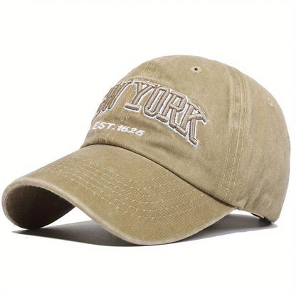 New York Embroidered Washed Snapback Baseball Cap
