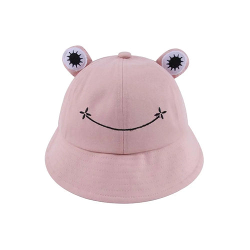 Cute Frog Embroidery Cotton Bucket Hat