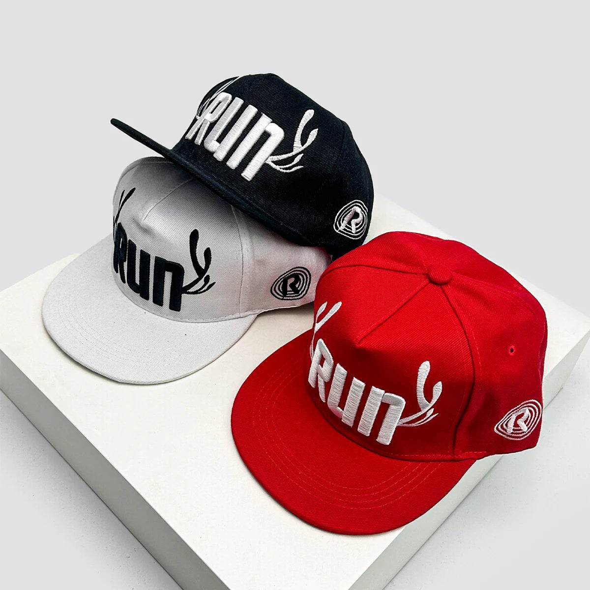 Unisex Flat Eave Embroidered RUN Letters Baseball Hats