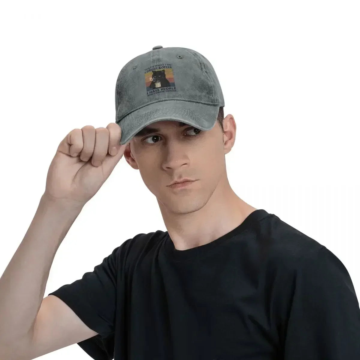 Vintage Wash I Drink Coffee Hate People Baseball Cap