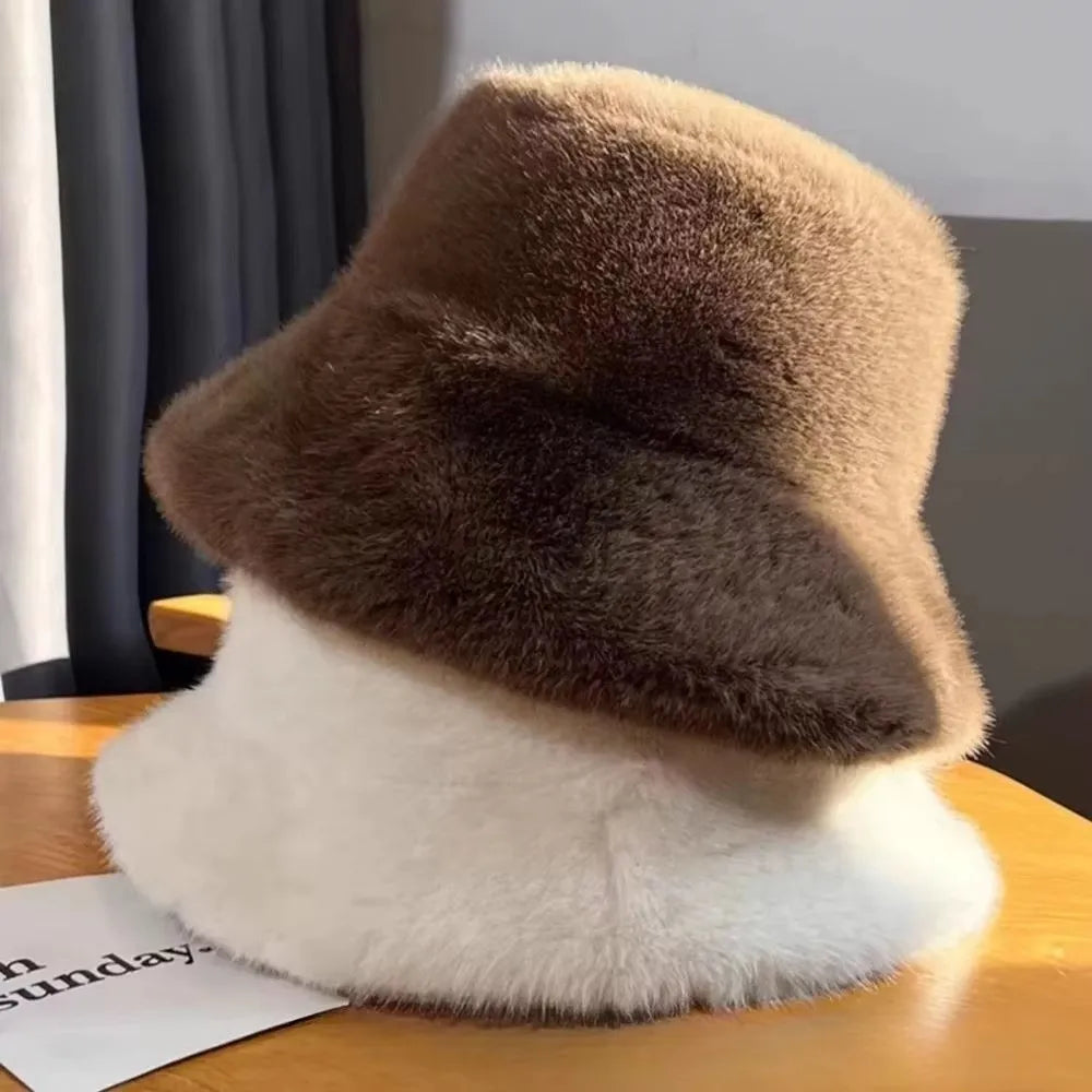 Windproof Fluffy Fur Winter Bucket Hat