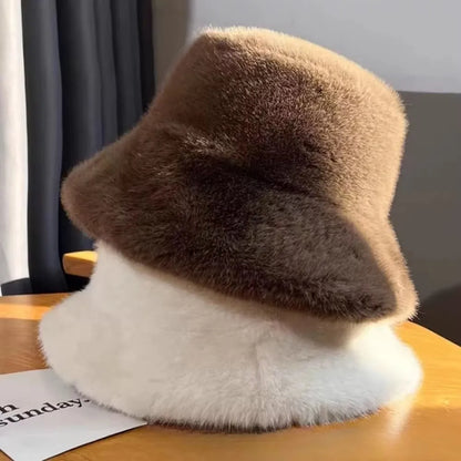 Windproof Fluffy Fur Winter Bucket Hat