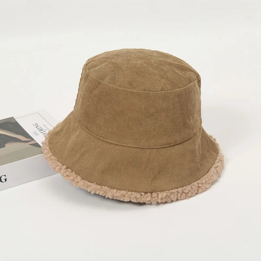 Double Sided Corduroy Plush Bucket Hat