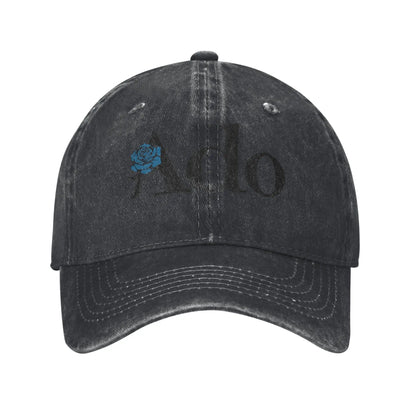 Ado Text Blue Rose Distressed Baseball Cap