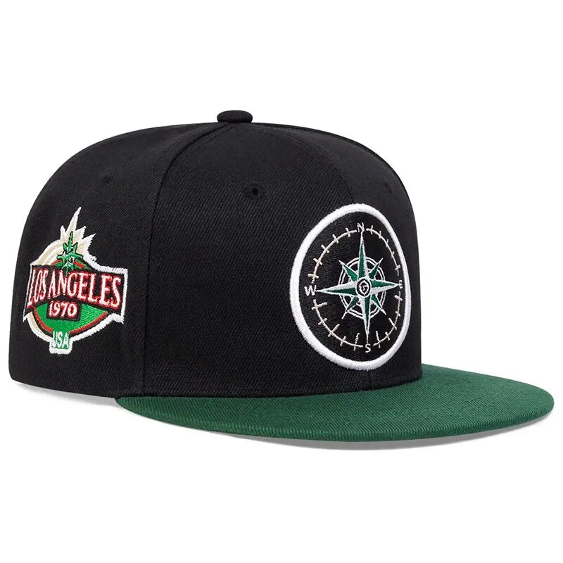 Compass Embroidery Unisex Street Snapback Cap
