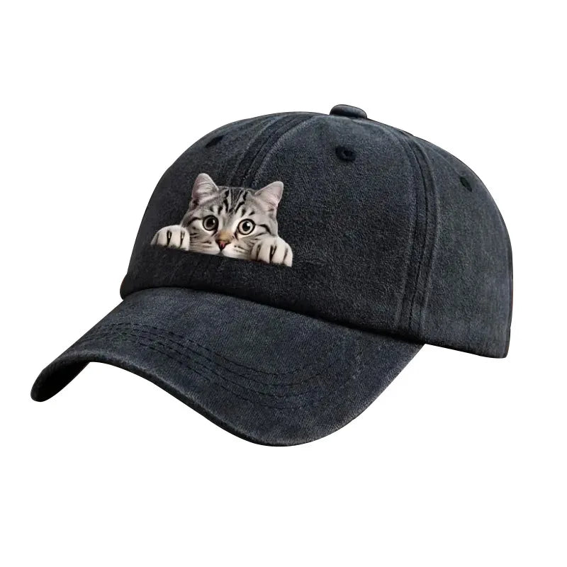 Washed Cotton Denim 3D Print Baseball Cap
