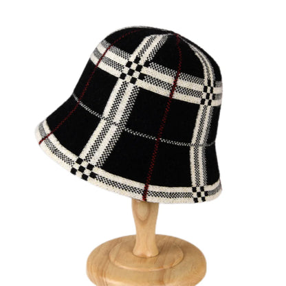 Luxury Velvet Plaid Wool Bucket Hat