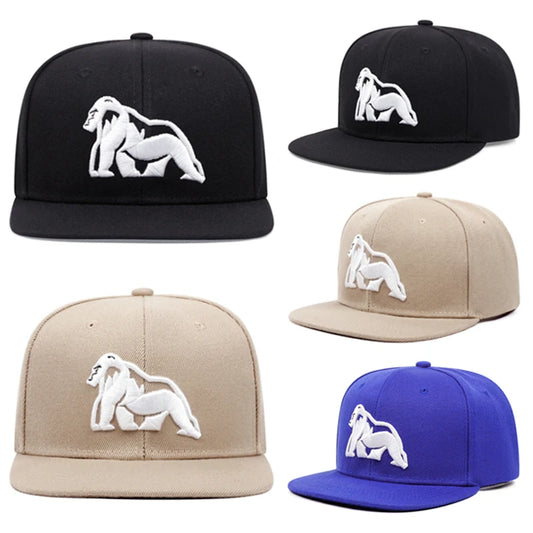 Unisex Gorilla Embroidered Flat Brim Baseball Cap