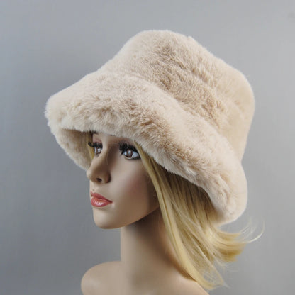 Fake Rabbit Fur Plush Winter Hat for Women