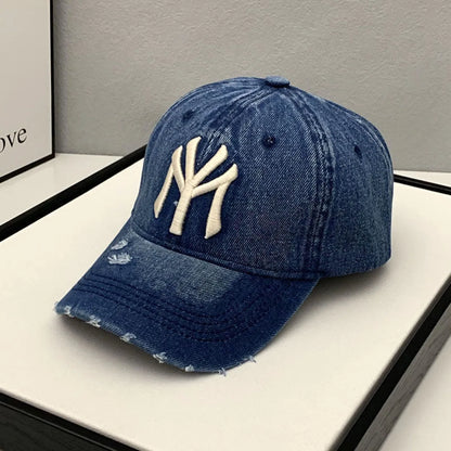 NY Letter Washed Vintage Baseball Cap