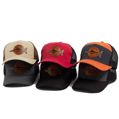 Shark Leather Trucker Mesh Baseball Cap