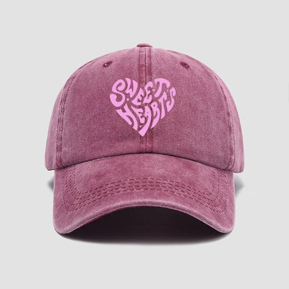 Pink Heart Letter Print Baseball Cap
