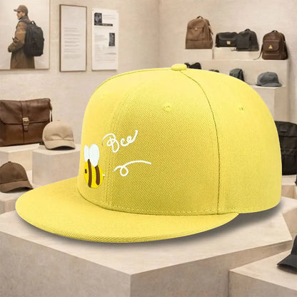 Bee Graphic Streetwear Flat Brim Snapback Cap