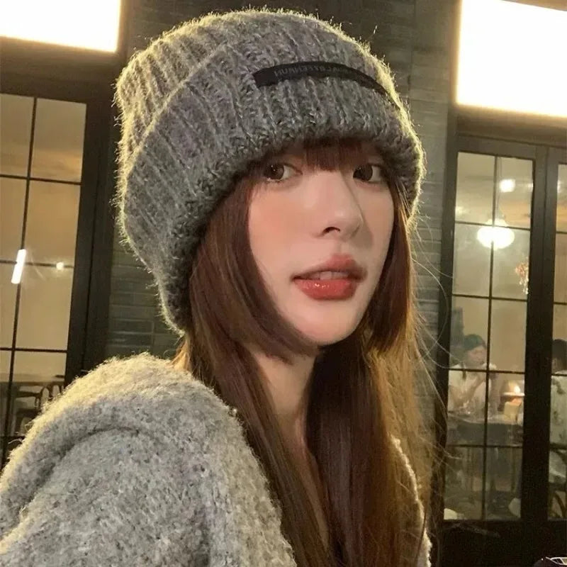 Solid Color Cute Knit Winter Bucket Hat