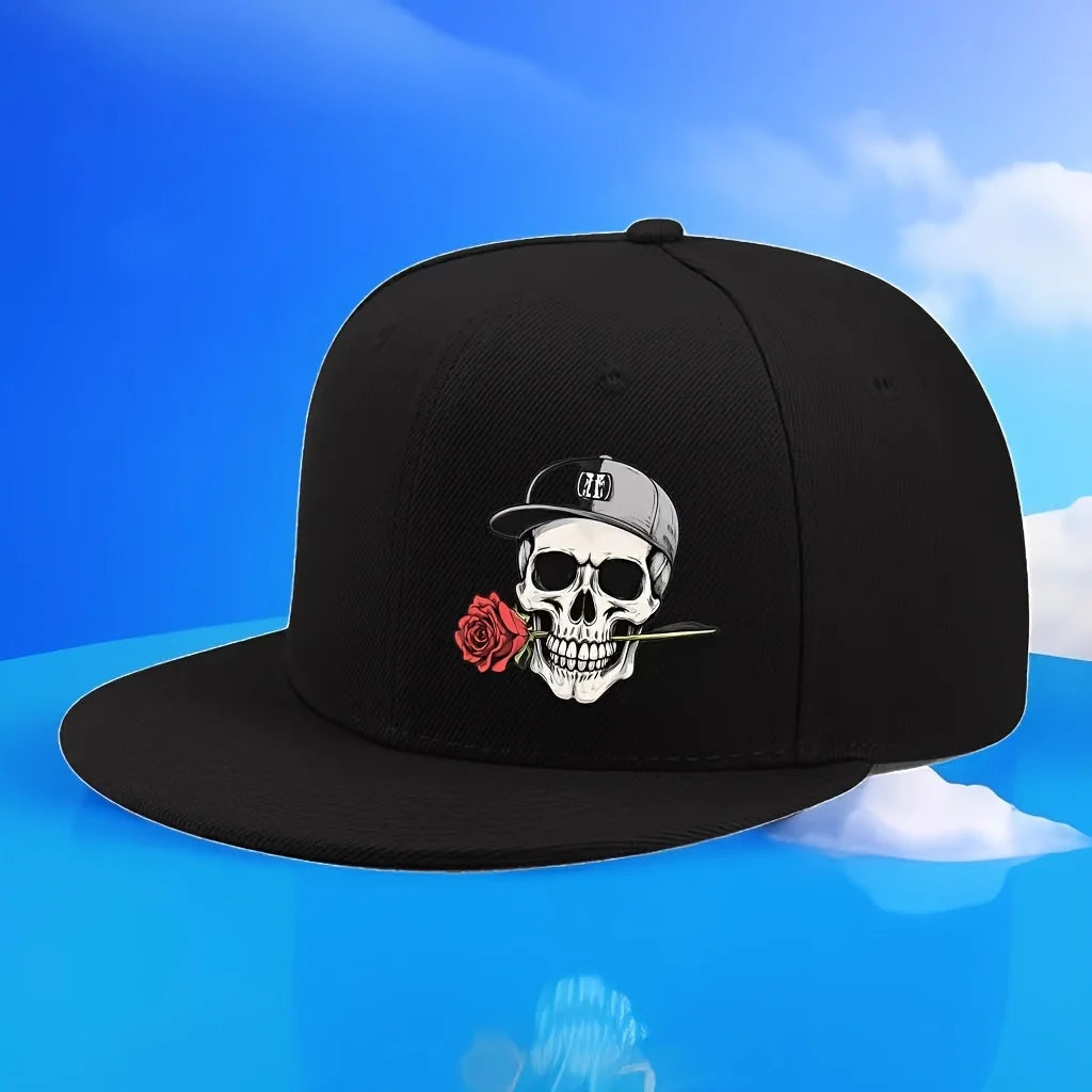 Unisex Skull Rose Vintage Hip Hop Snapback Cap