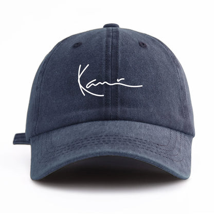 K Print Minimalist Retro Washed Baseball Cap