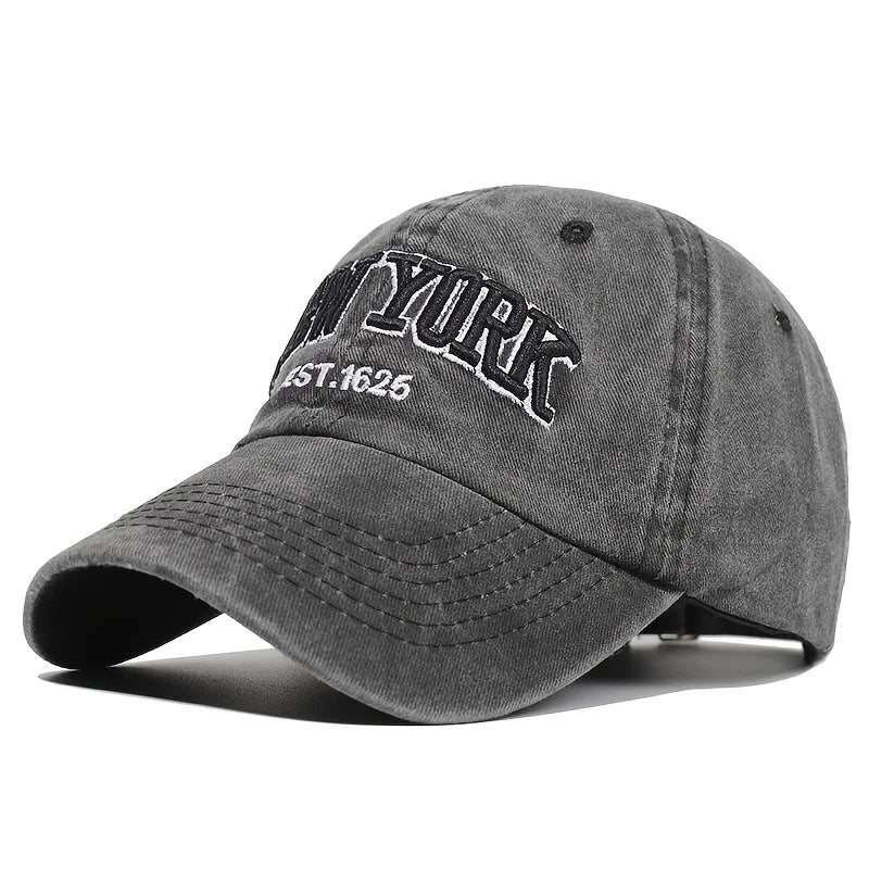 New York Embroidered Washed Snapback Baseball Cap