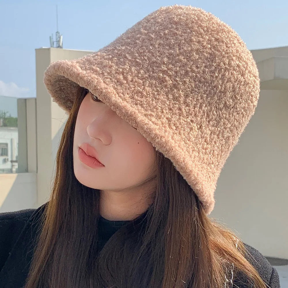 Cute Round Top Wool Bucket Hat