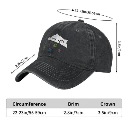 Vintage Dice Cat DnD Distressed Denim Snapback Baseball Cap