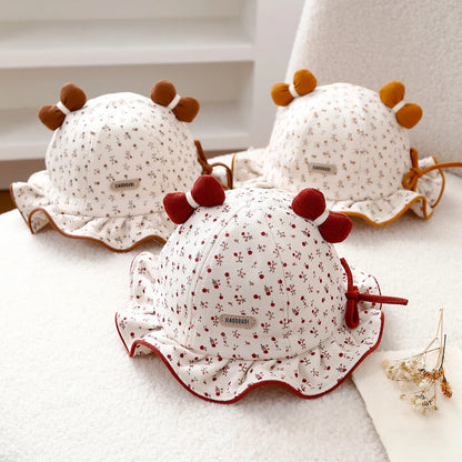 Sweet Ruffle Floral Bowknot Bucket Hat