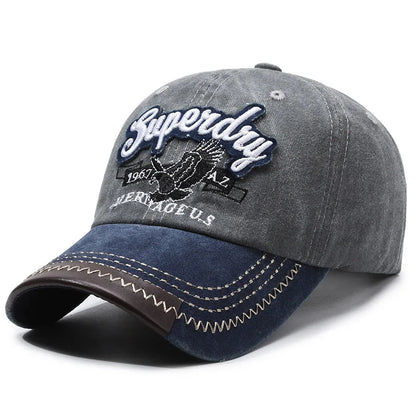 Sporty Cotton Washed Original Black Letter Embroidery Baseball Cap