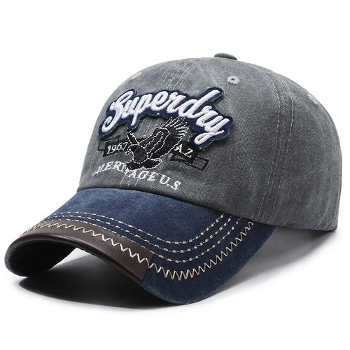 Sporty Cotton Washed Original Black Letter Embroidery Baseball Cap