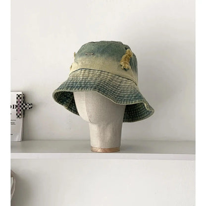Retro Washed Ripped Denim Fisherman Hat