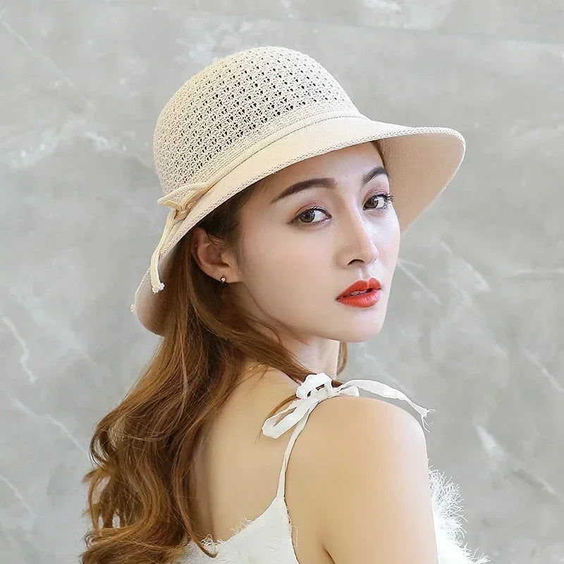 Women Braided Beach Sunshade Bucket Hat